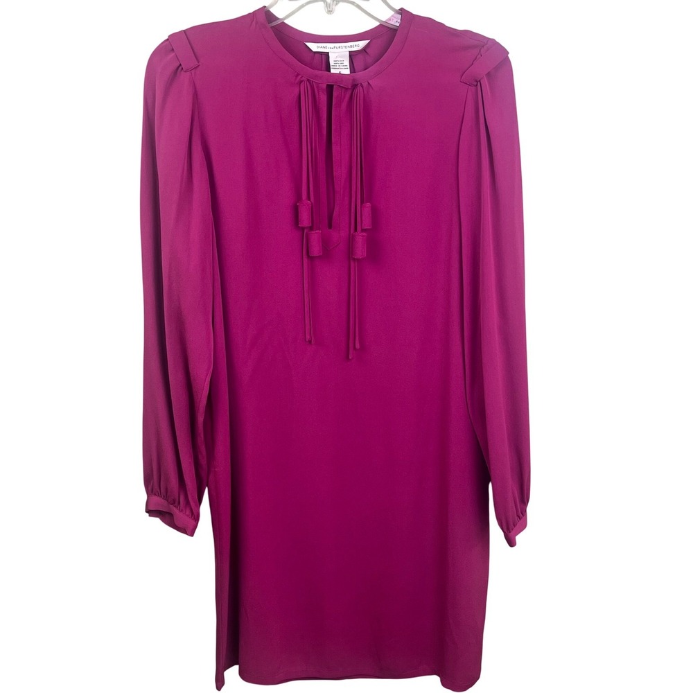 Diane Von Furstenberg Pink Silk Shift Dress Belt‎ Party Cocktail Christmas 6